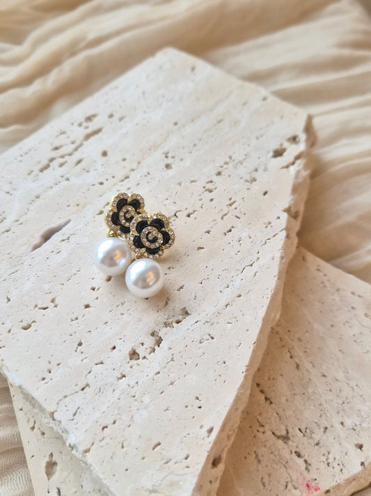 Camellia Pearl Drop Earrings