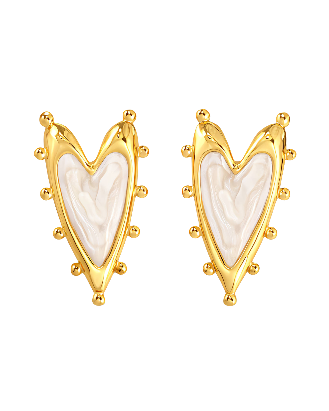 Pearlized Crown Heart Earrings