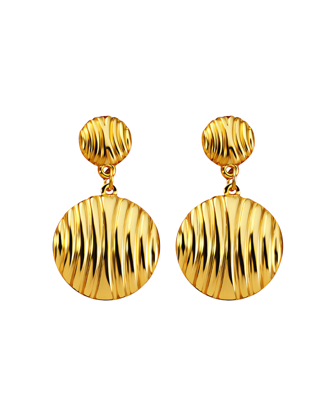 Rippled Disc Drop Earrings