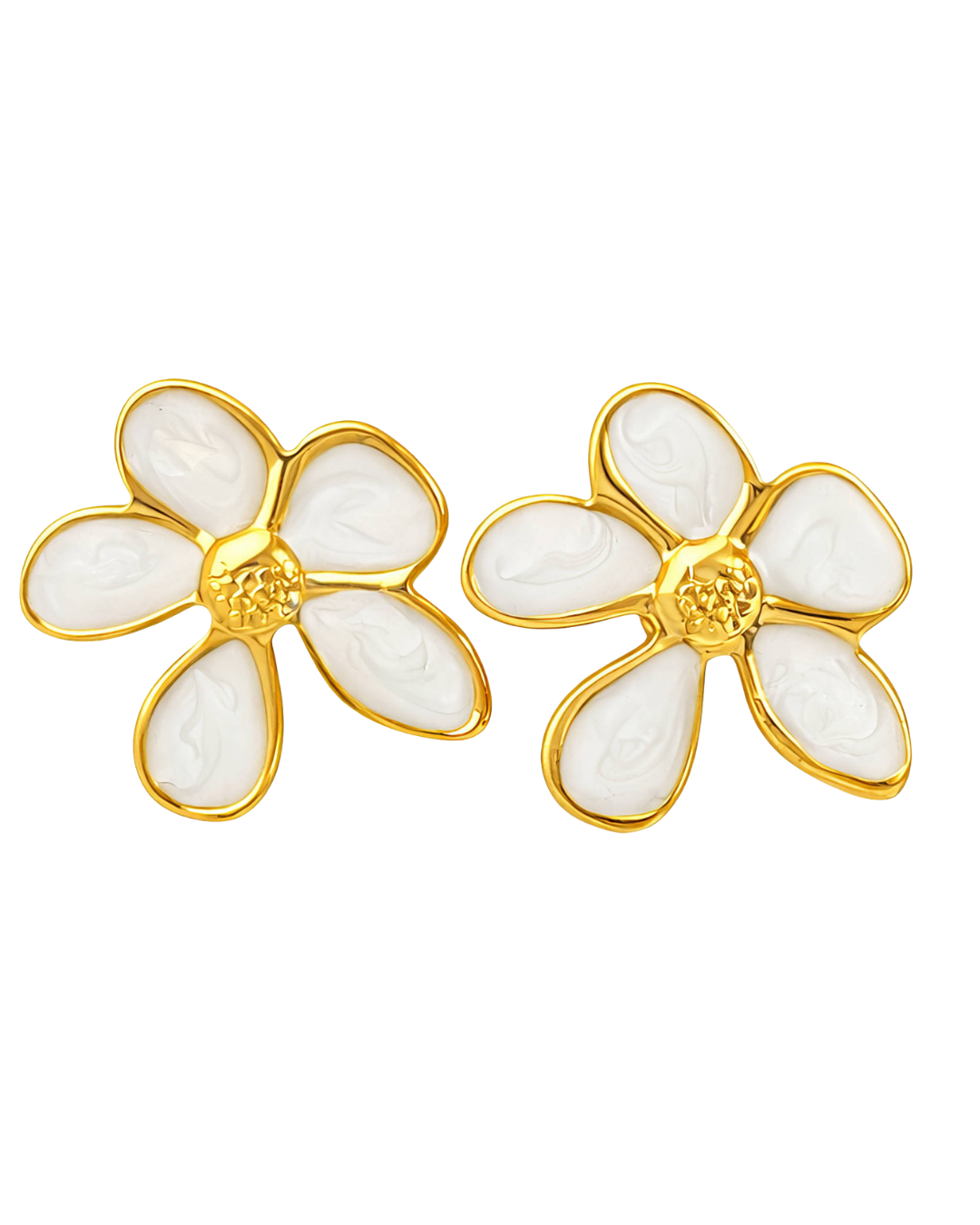 White Enamel Blossom Studs