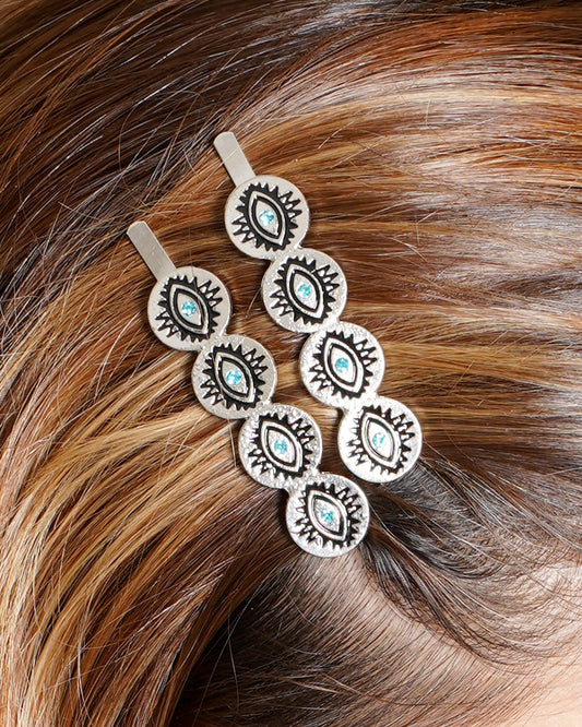 Silver Metal Evil Eye Hair Pin