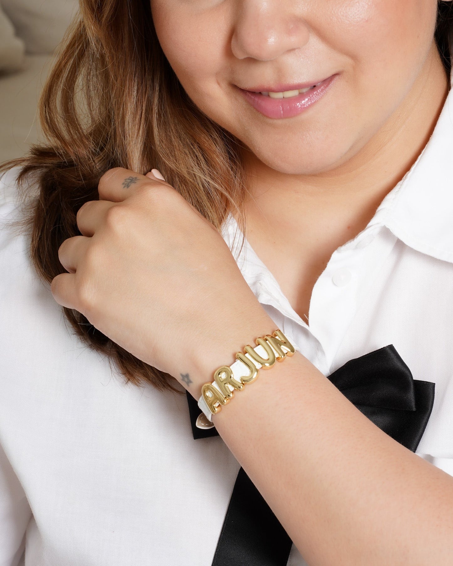 Leather Belt Name Bracelet