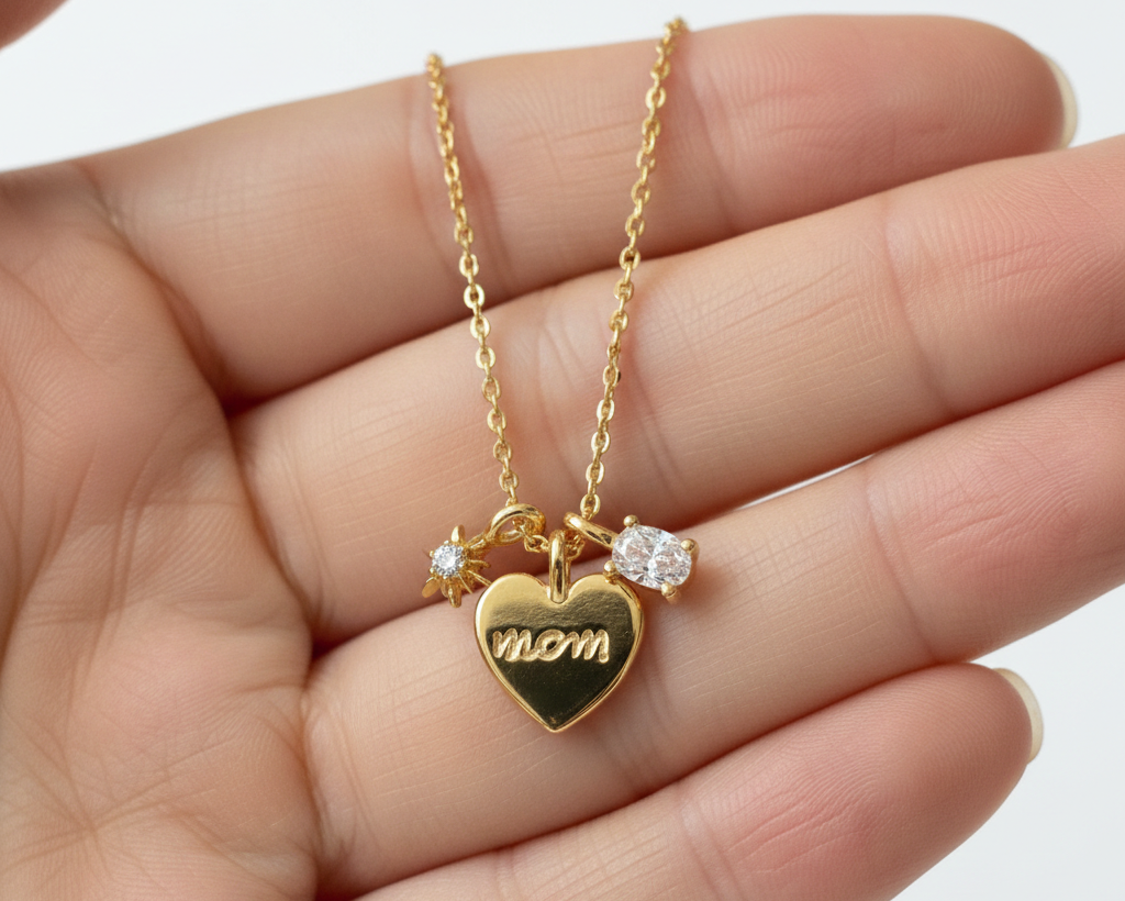 MOM engraved Pendant Chain