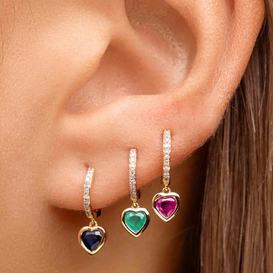 Sage Chroma Heart Dangle Hoops
