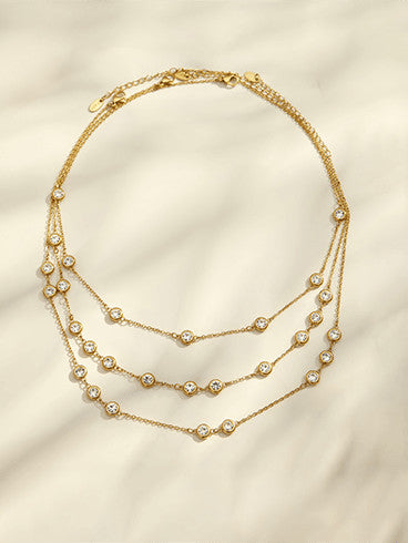 Cascading Crystal Station Layered Necklace