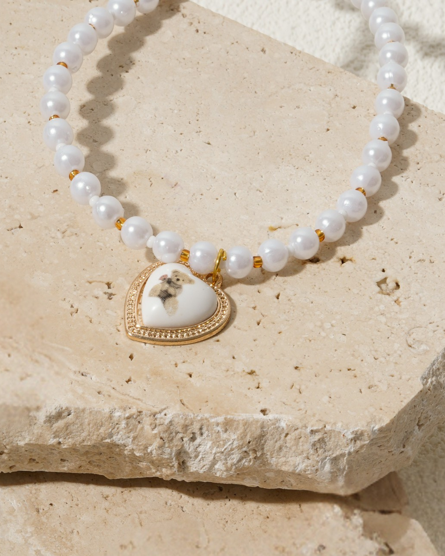 Teddy Heart Pearl Necklace