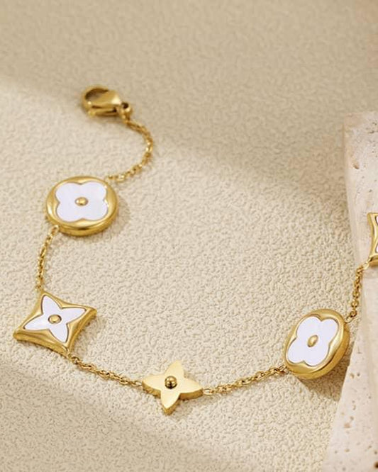 White Bloom Charm Bracelet