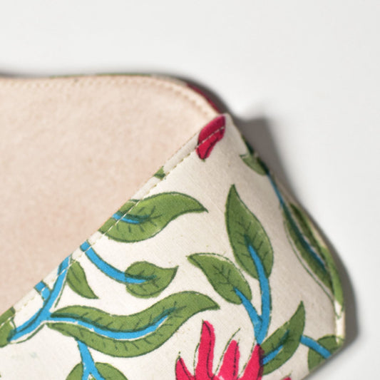Handmade Cloth Eye Glass Pouches - White & Green