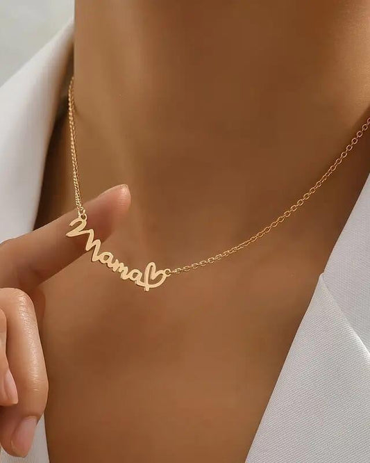 Golden Mama Script Necklace
