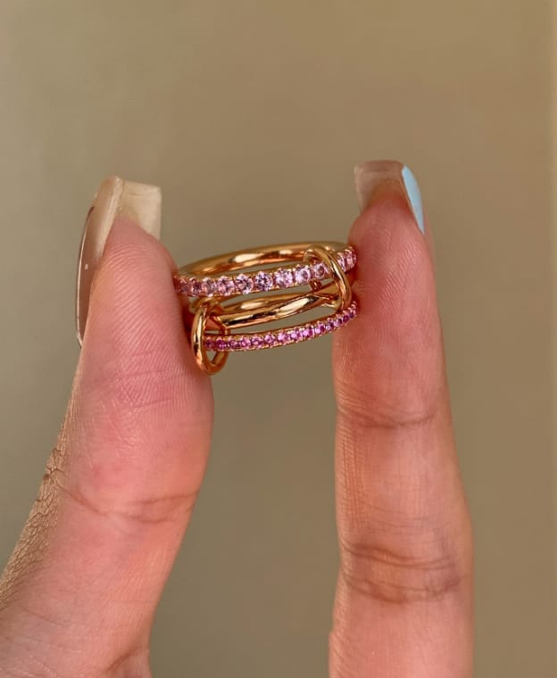 Ombré Pink Pavé Interlocking Ring