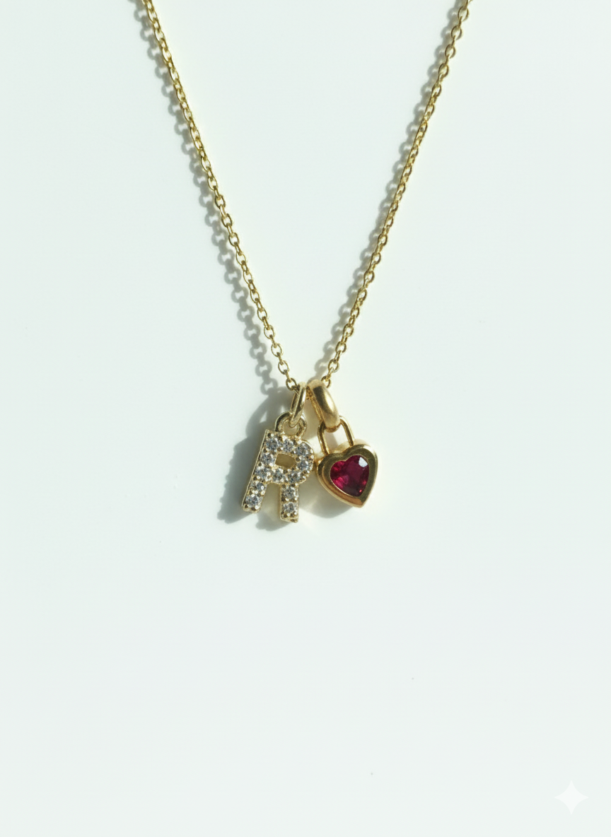 Stones Initials with Birthstone