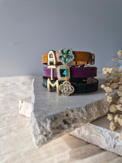 Leather Belt Initial & Charm Bracelet