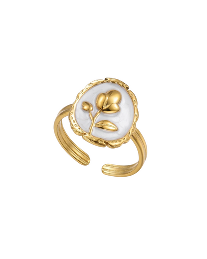 Aura Rose Enamel Statement Ring