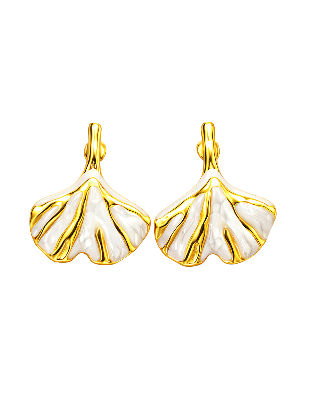 Empress Ivory Gingko Leaf Studs