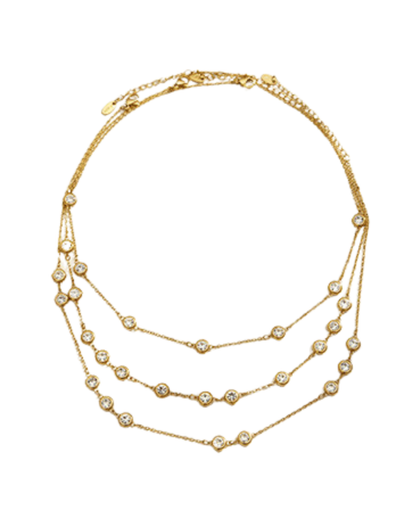 Cascading Crystal Station Layered Necklace