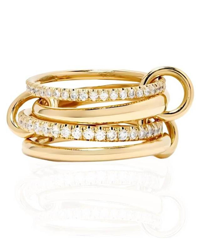 Golden Pavé Link Ring