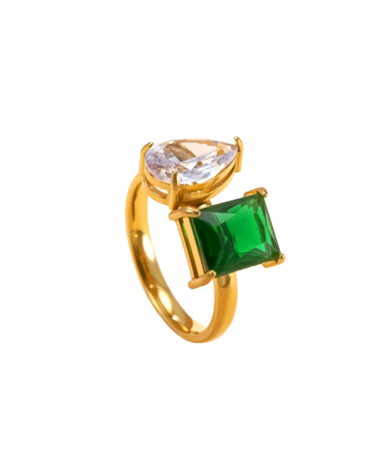 Duet Geometric Emerald Ring