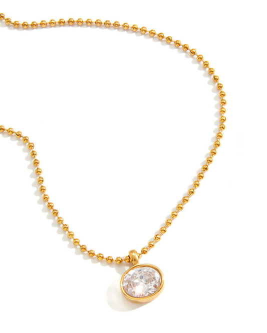 Iris Oval Crystal Pendant Necklace