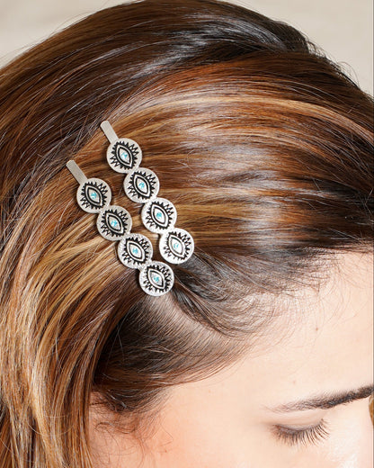 Silver Metal Evil Eye Hair Pin
