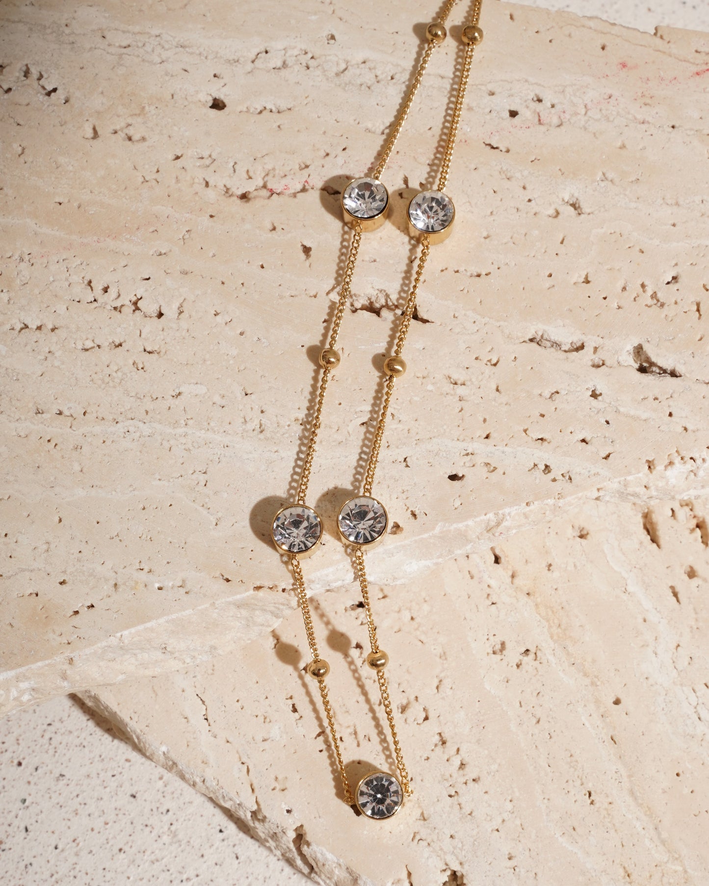 Floating Crystal Golden Necklace