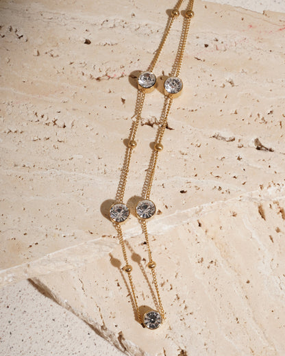 Floating Crystal Golden Necklace