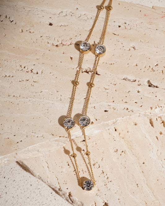 Floating Crystal Golden Necklace