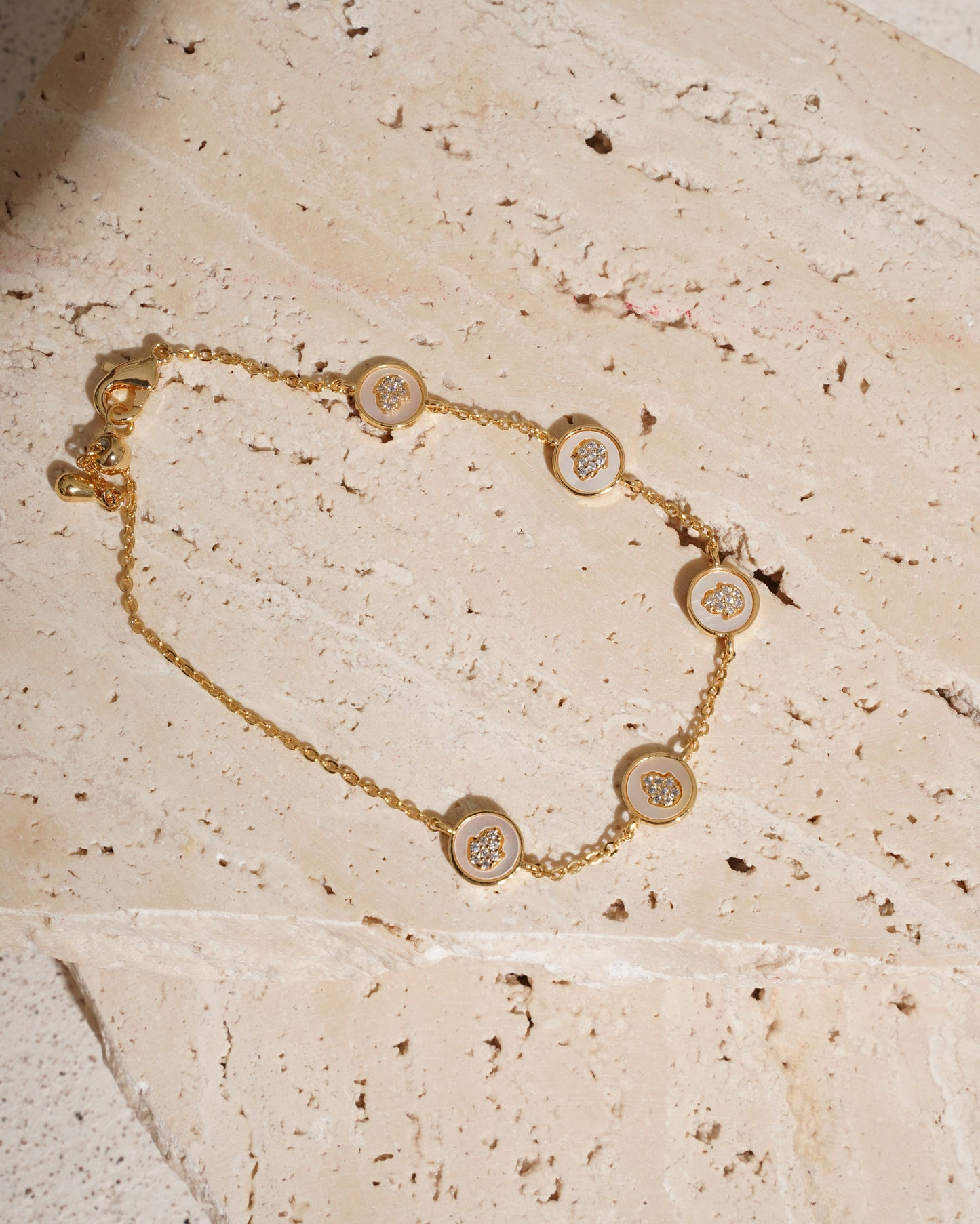Celestial Hamsa Enamel Station Bracelet