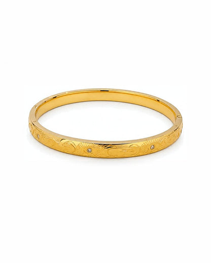 Celestial Engraved Sun & Moon Bangle Bracelet