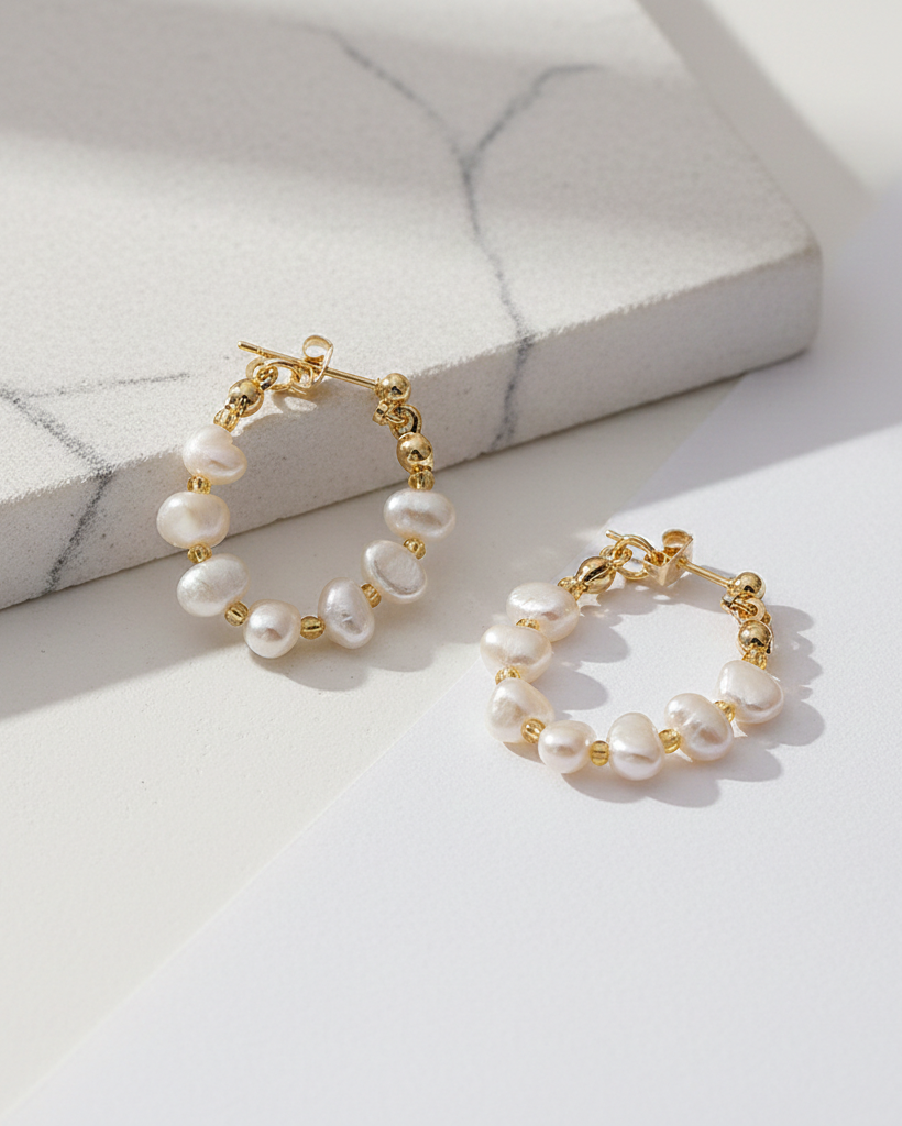 Luna Pearl Hoop Earrings