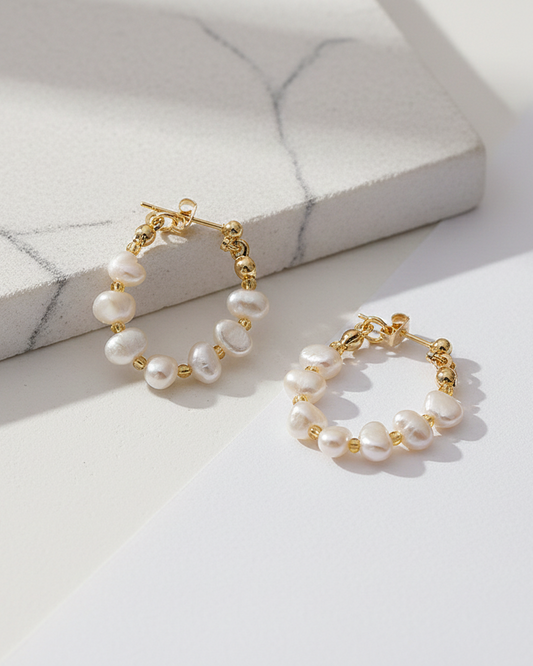Luna Pearl Hoop Earrings