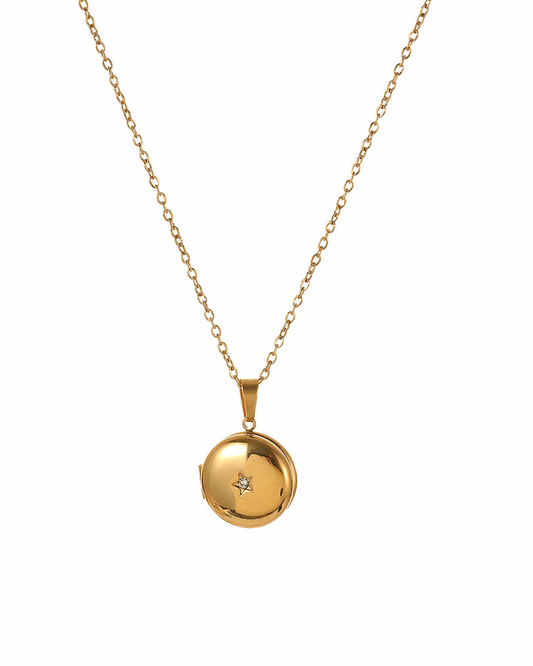 Starburst Round Locket Necklace