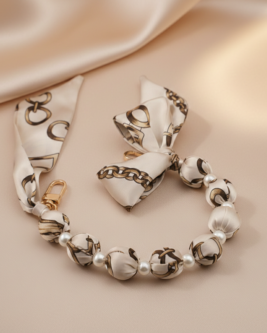 Ivory Chain Bow Phone Charm