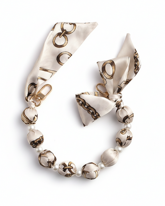 Ivory Chain Bow Phone Charm