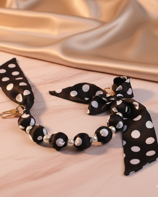 Polka Pearl Bow Phone Charm