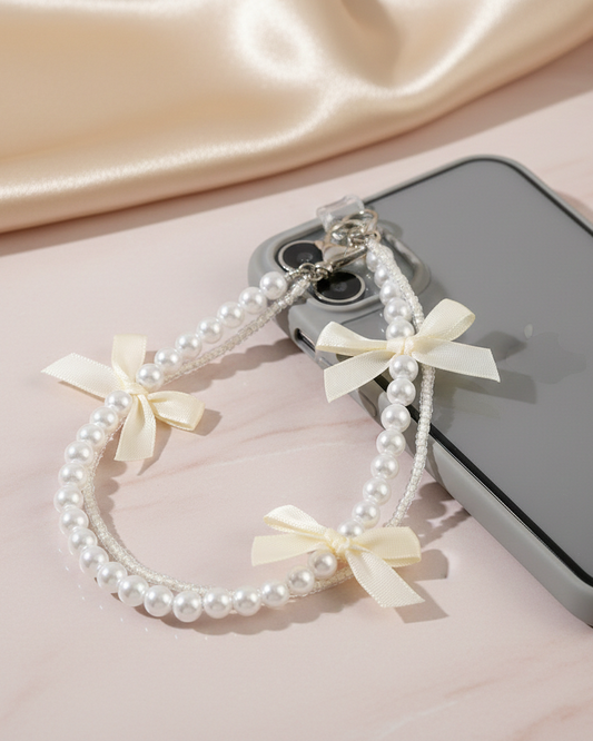 Pearl Bow Elegance Phone Charm