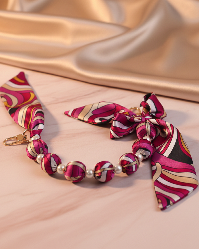 Ruby Swirl Bow Phone Charm