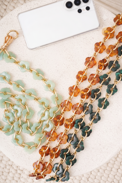 Flora Acetate & Golden Link Phone Chain