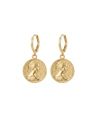 Elegant Gold Coin Drop Earrings