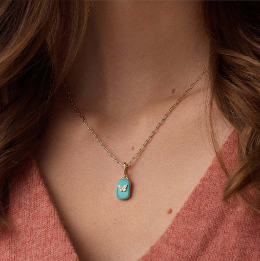 Papillon Rectangular Pendant Necklace