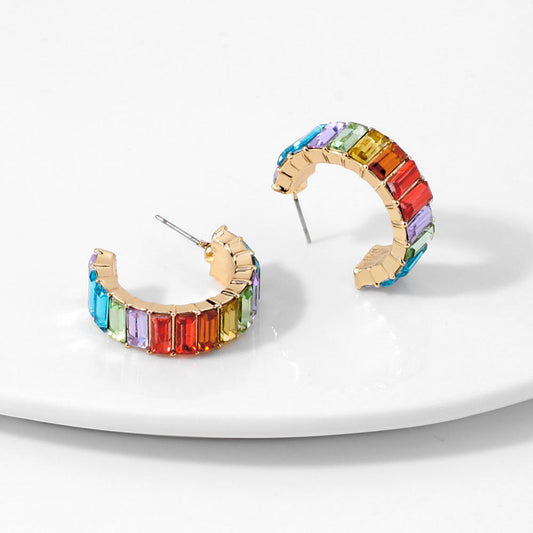 Iris Rainbow Baguette Hoops