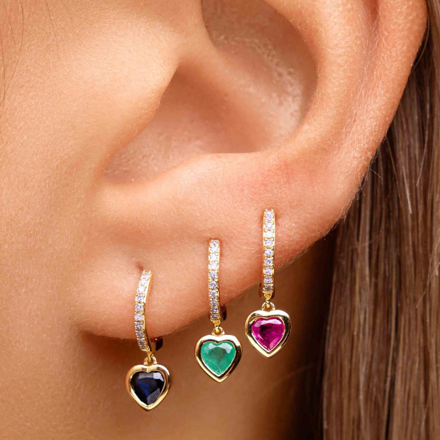 Midnight Chroma Heart Dangle Hoops
