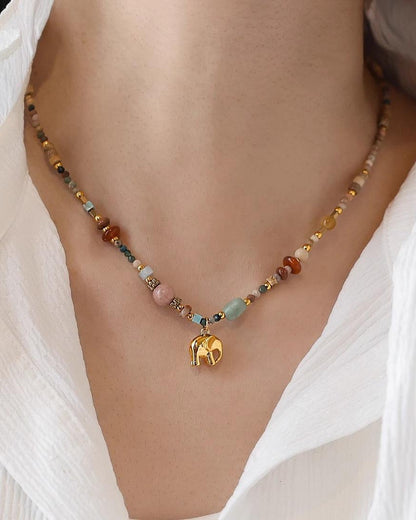 Savannah Elephant Beaded Necklace