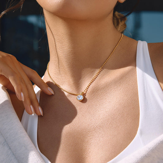 Iris Oval Crystal Pendant Necklace