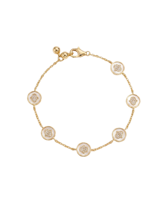 Celestial Hamsa Enamel Station Bracelet