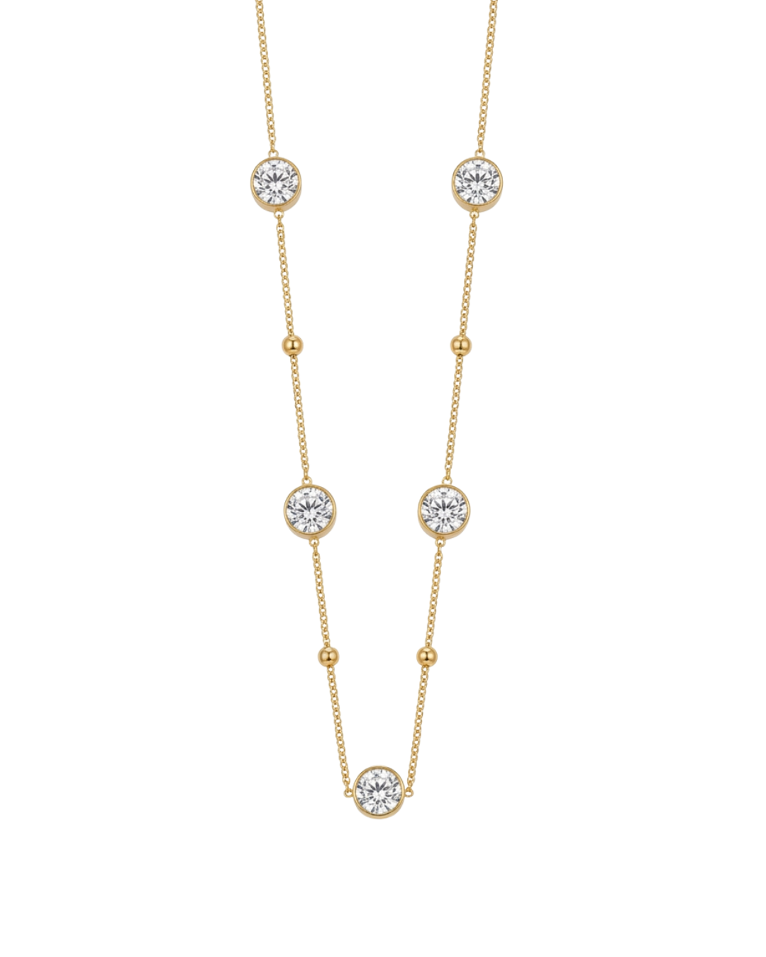 Floating Crystal Golden Necklace