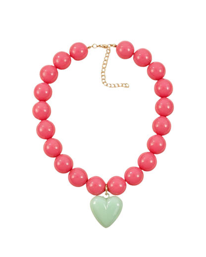 Bold Pink Chunky Statement Necklace
