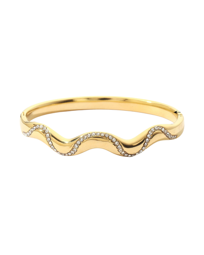 Luminous Wave Golden Cuff Bracelet