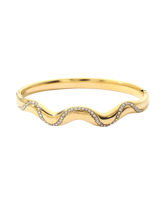 Luminous Wave Golden Cuff Bracelet