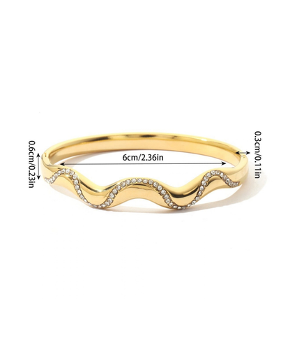 Luminous Wave Golden Cuff Bracelet