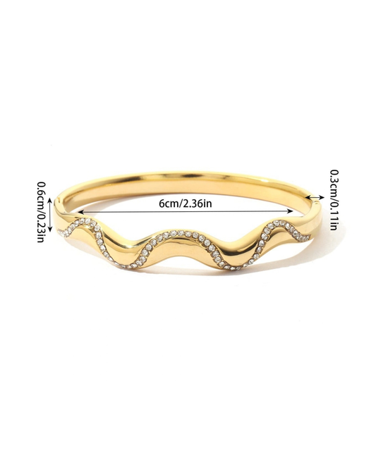 Luminous Wave Golden Cuff Bracelet